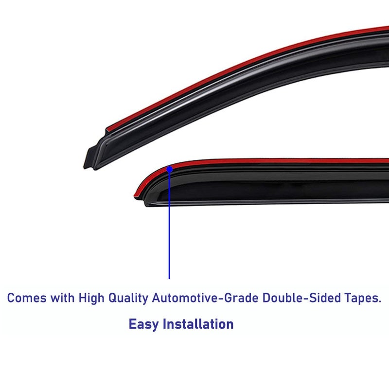 Lightronic Extra Durable Clip-on in-Channel Auto Vent Window Visor, Fits 2013-2018 Nissan Pathfinder, UV Protection Rain Guard, Original Wind Deflector, No-Drill Easy Install, Dark Smoke, 4-Pcs - Image 5